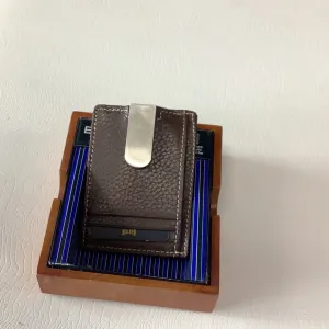 Button Front Pocket Money Clip Slim Wallet