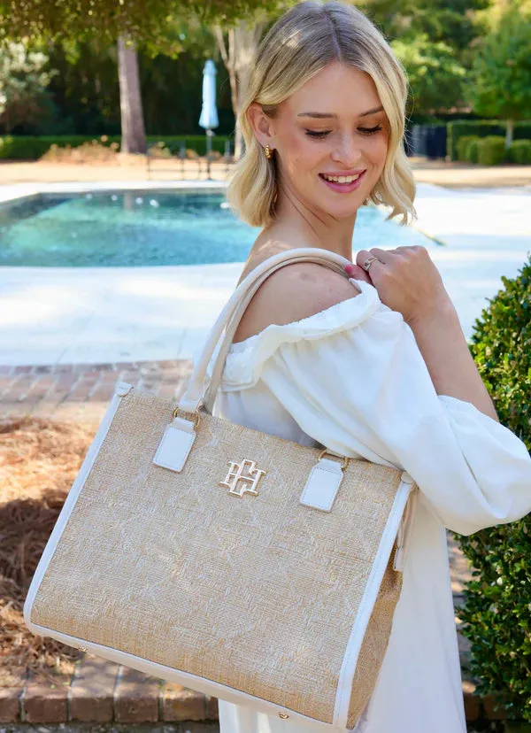 Caroline Hill - Hailey Tote "Natural Lattice Cream"