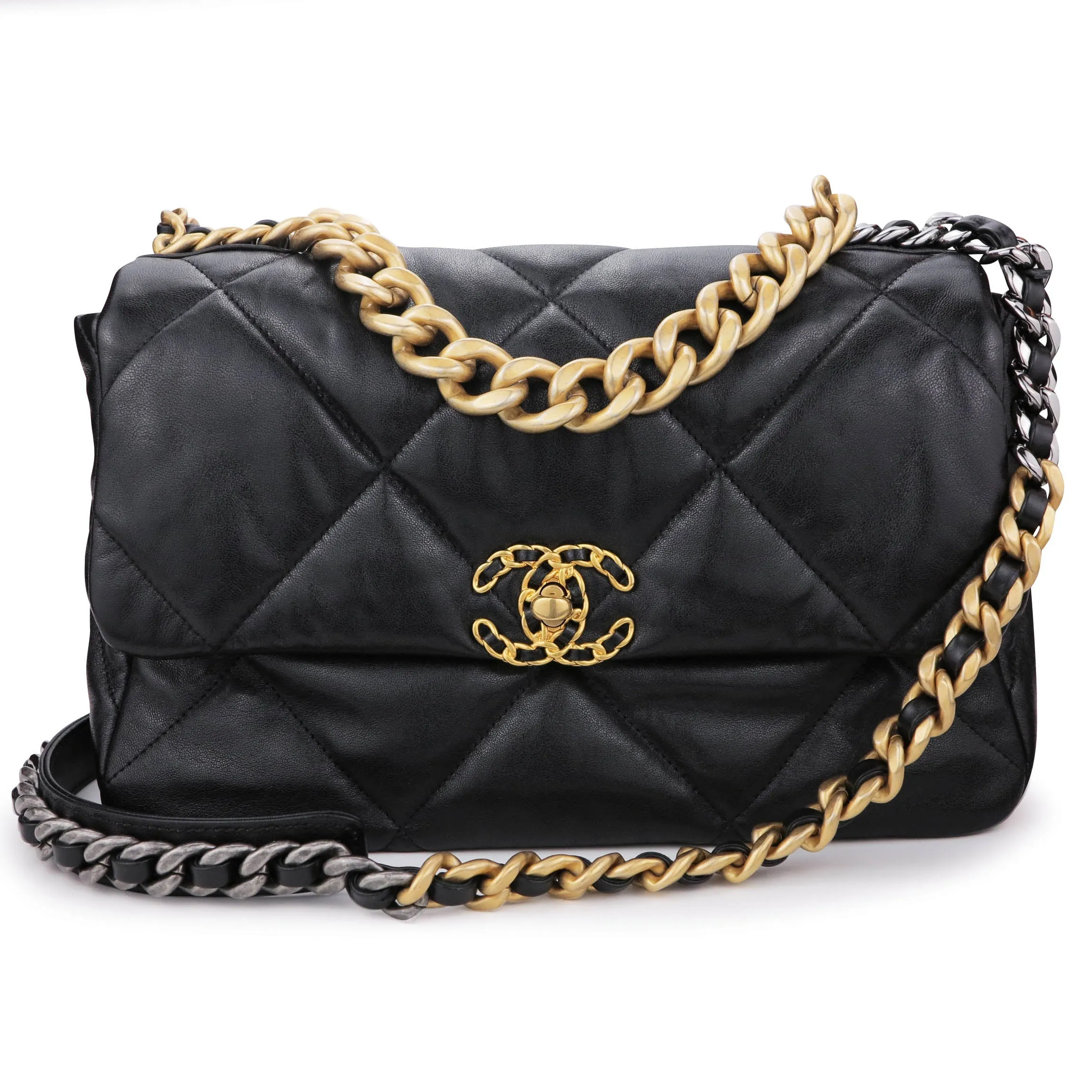 CHANEL 19 Medium Flap Bag in Black Lambskin