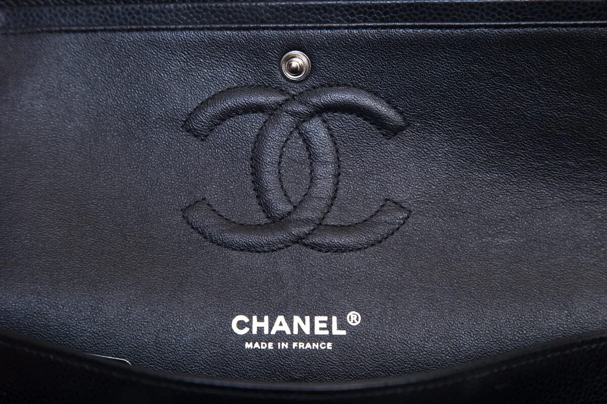 Chanel 2015/16 Black Caviar Double Flap Handbag