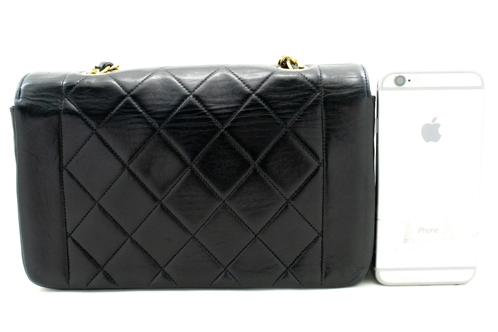 CHANEL Diana Flap Chain Shoulder Bag Black Quilted Lambskin Purse m83
