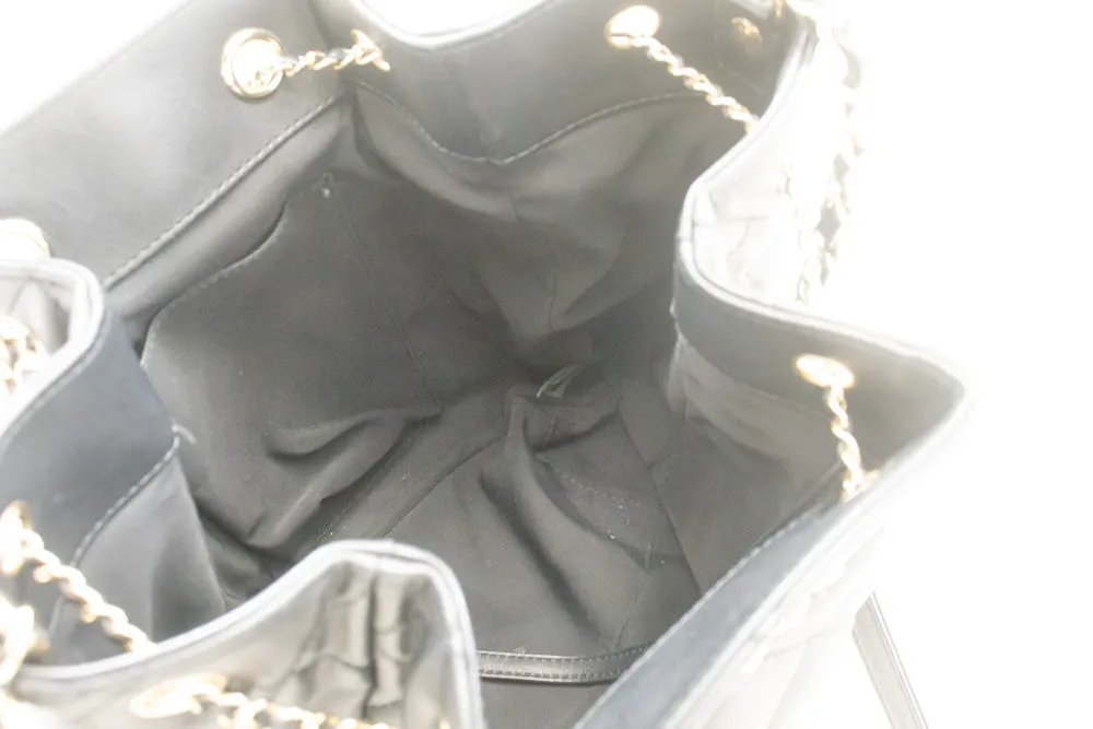 CHANEL Drawstring Chain Shoulder Bag Black Quilted Lambskin Purse p12