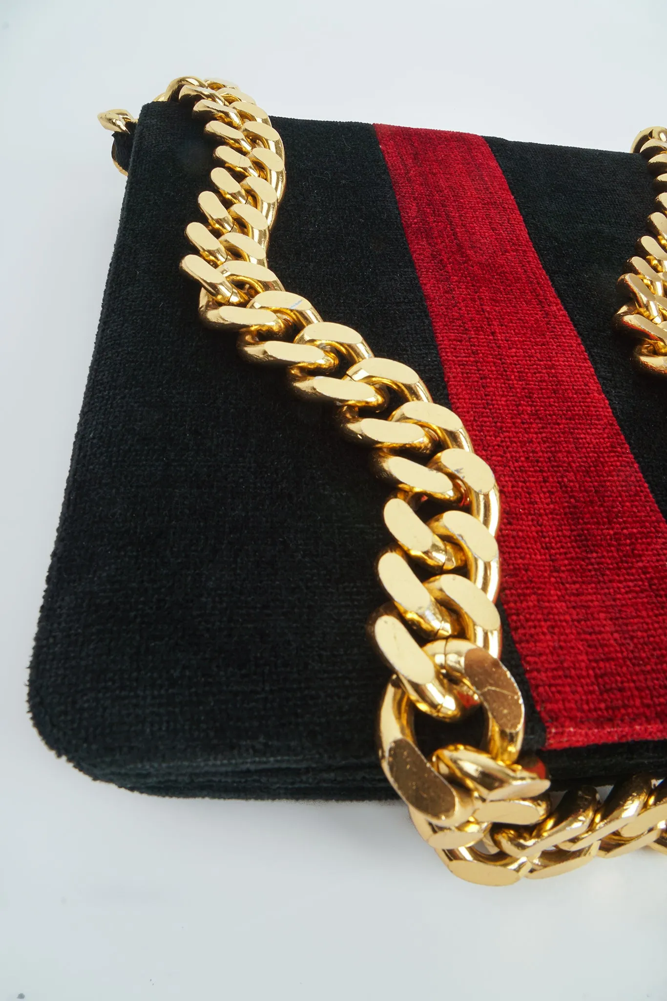 Chenille Stripe Chain Bag