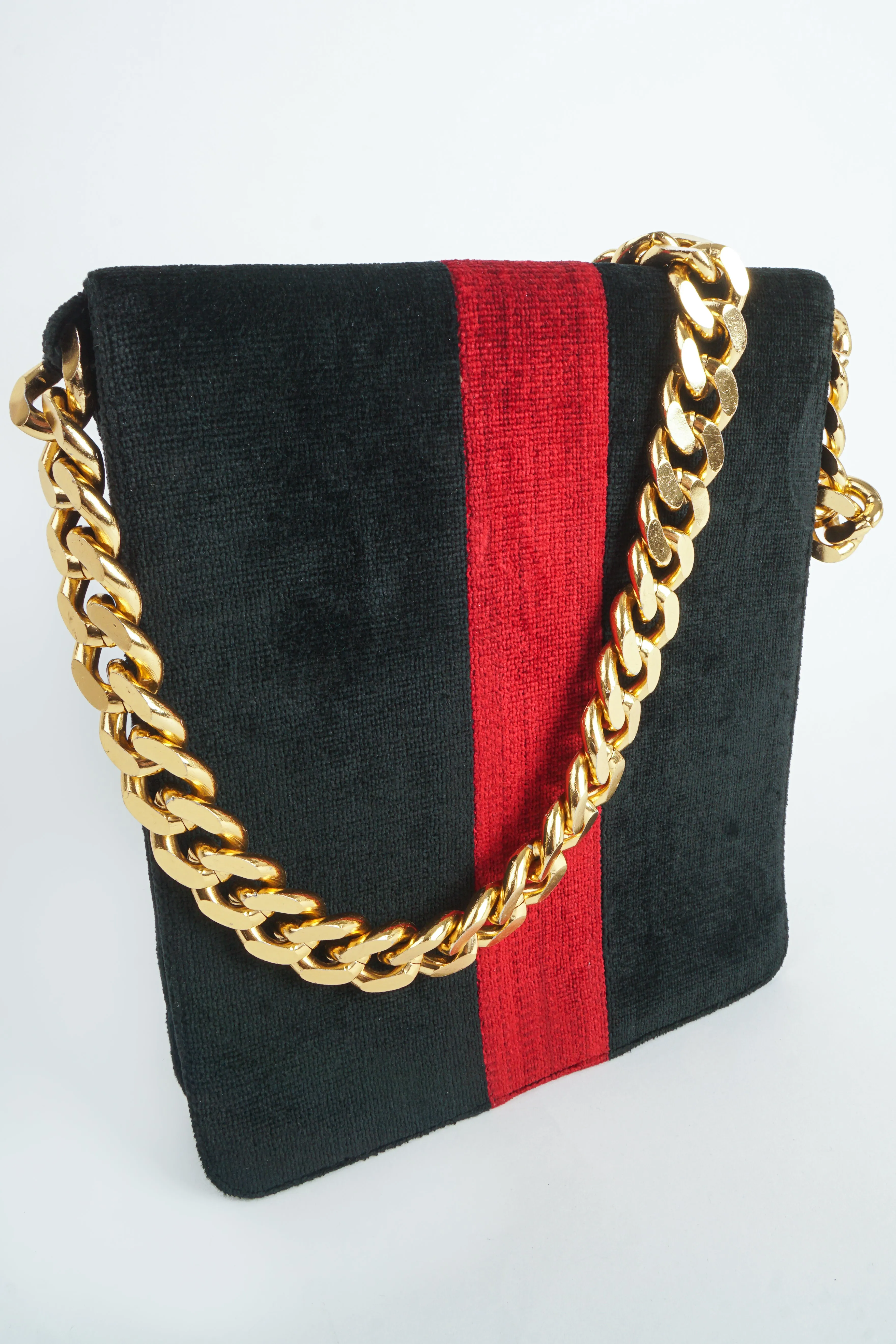 Chenille Stripe Chain Bag