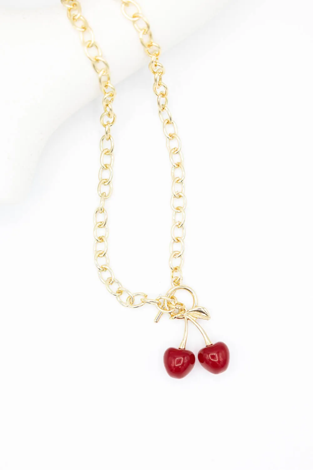 Cherry Chain Link Necklace in Gold | CH112