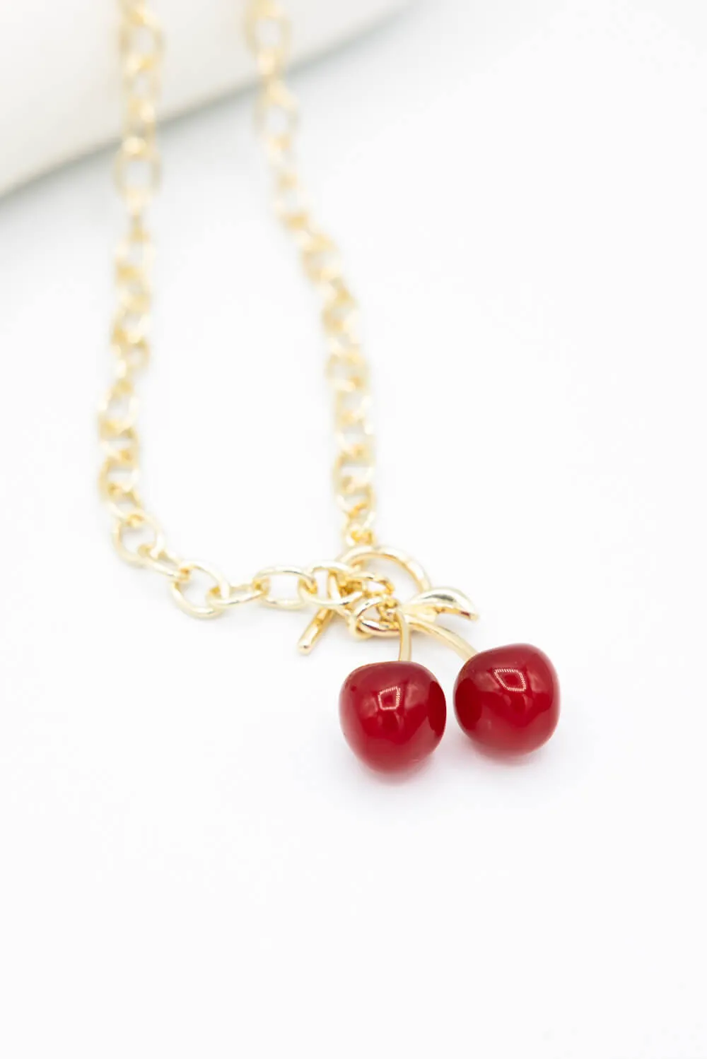 Cherry Chain Link Necklace in Gold | CH112