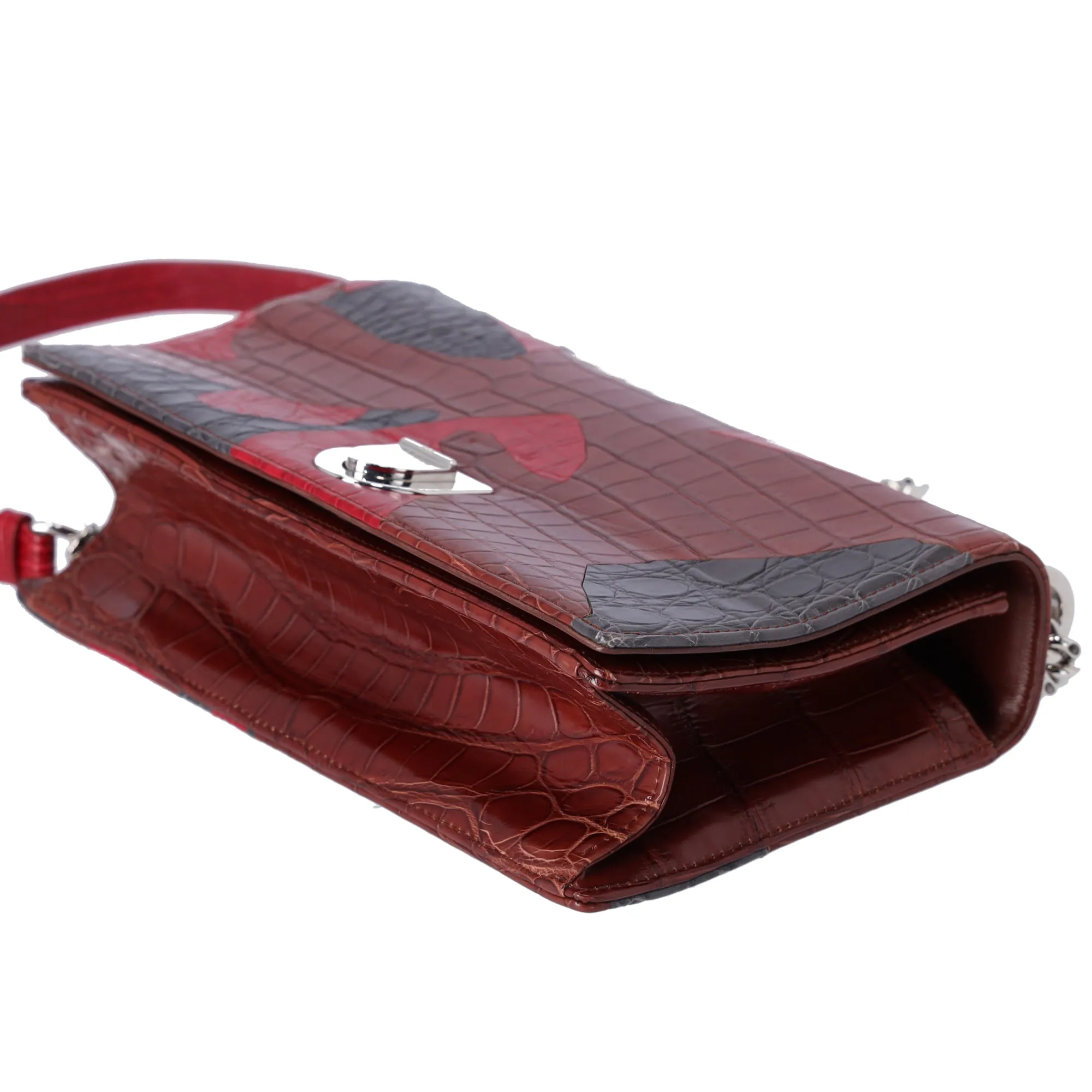 Christian Dior Diorama Shoulder Bag Bordeaux Red Black Patent Leather