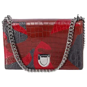 Christian Dior Diorama Shoulder Bag Bordeaux Red Black Patent Leather