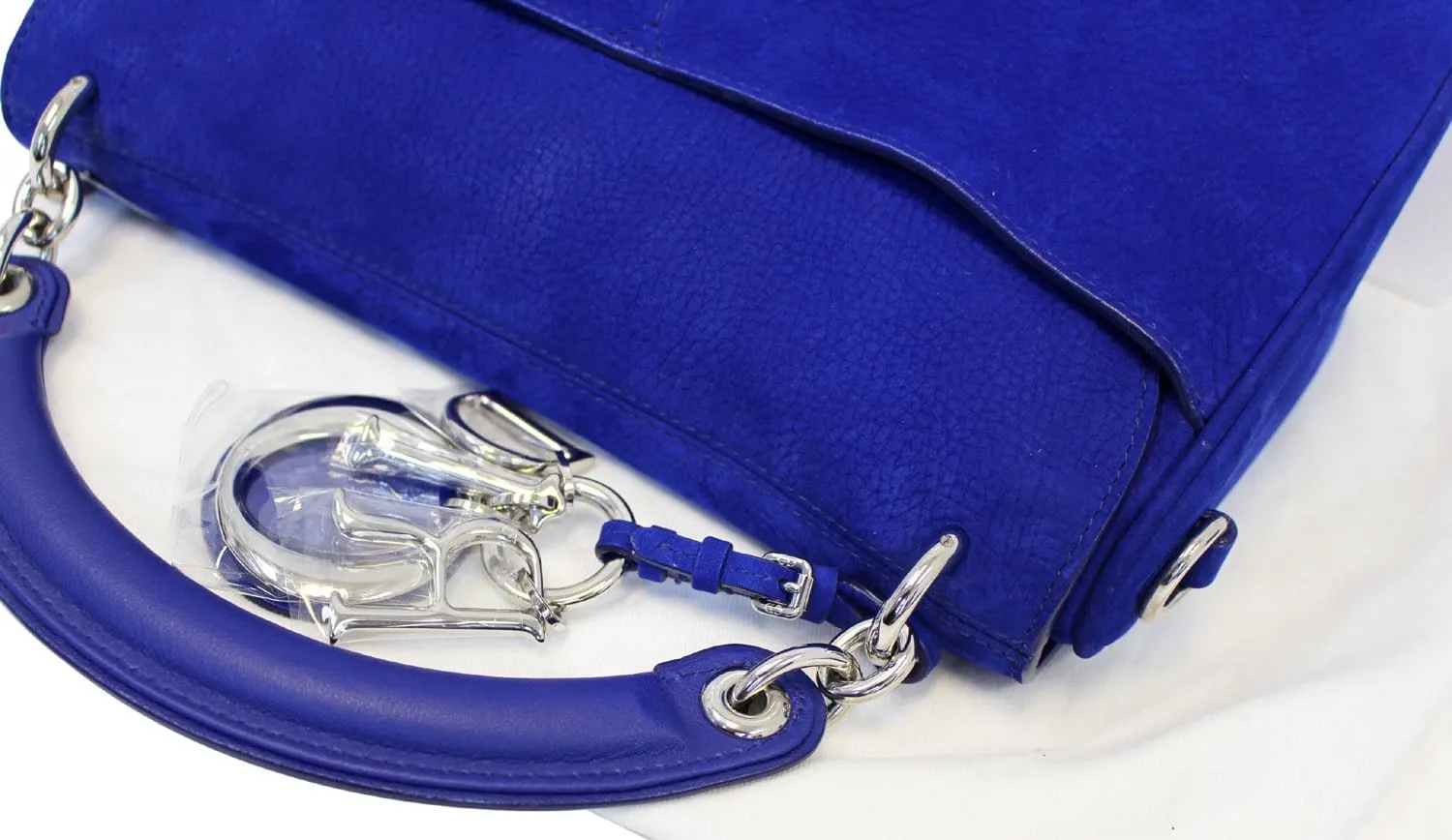 Christian Dior Dune Suede Leather Blue Shoulder Handbag