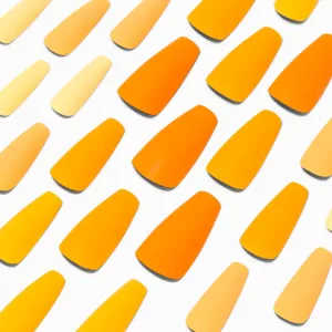 Claire's Monochromatic Orange Squareletto Vegan Faux Nail Set - 24 Pack
