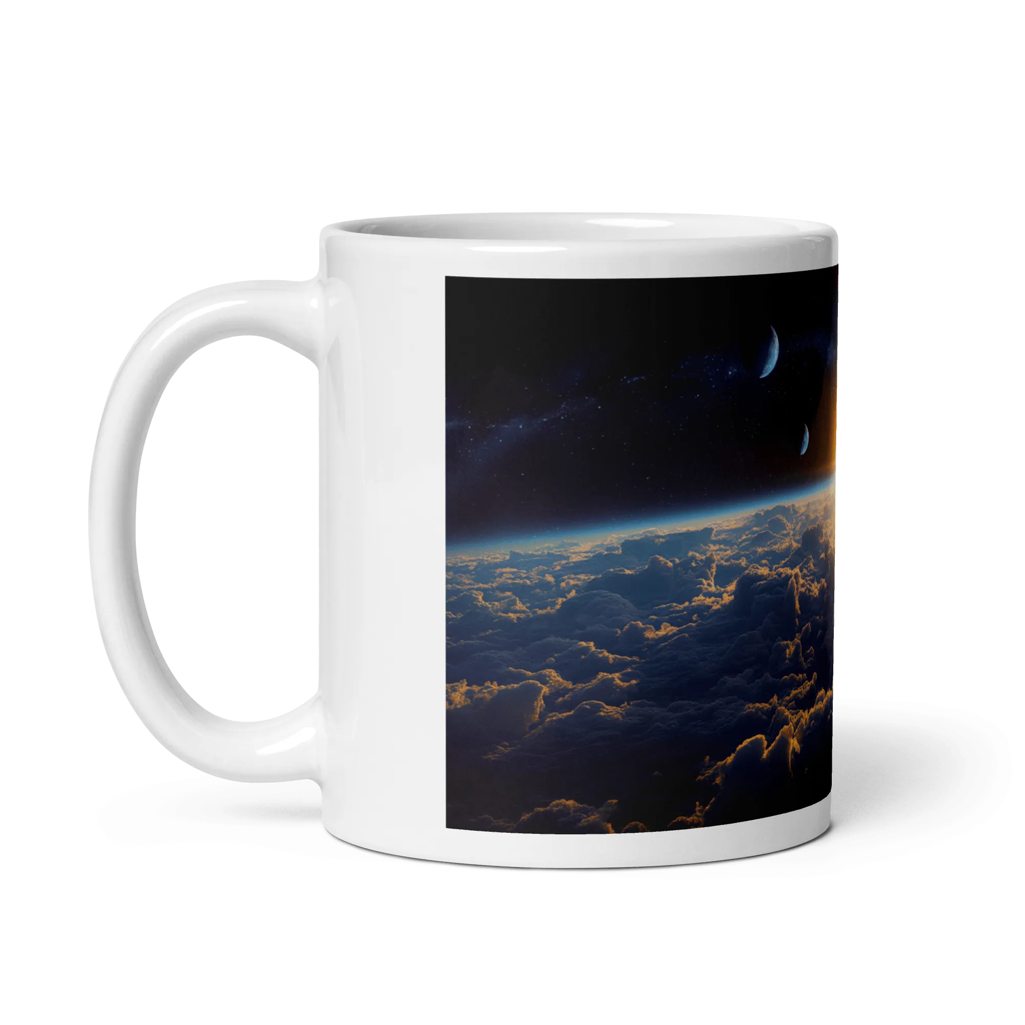 Cloud World Satellites White Glossy Mug
