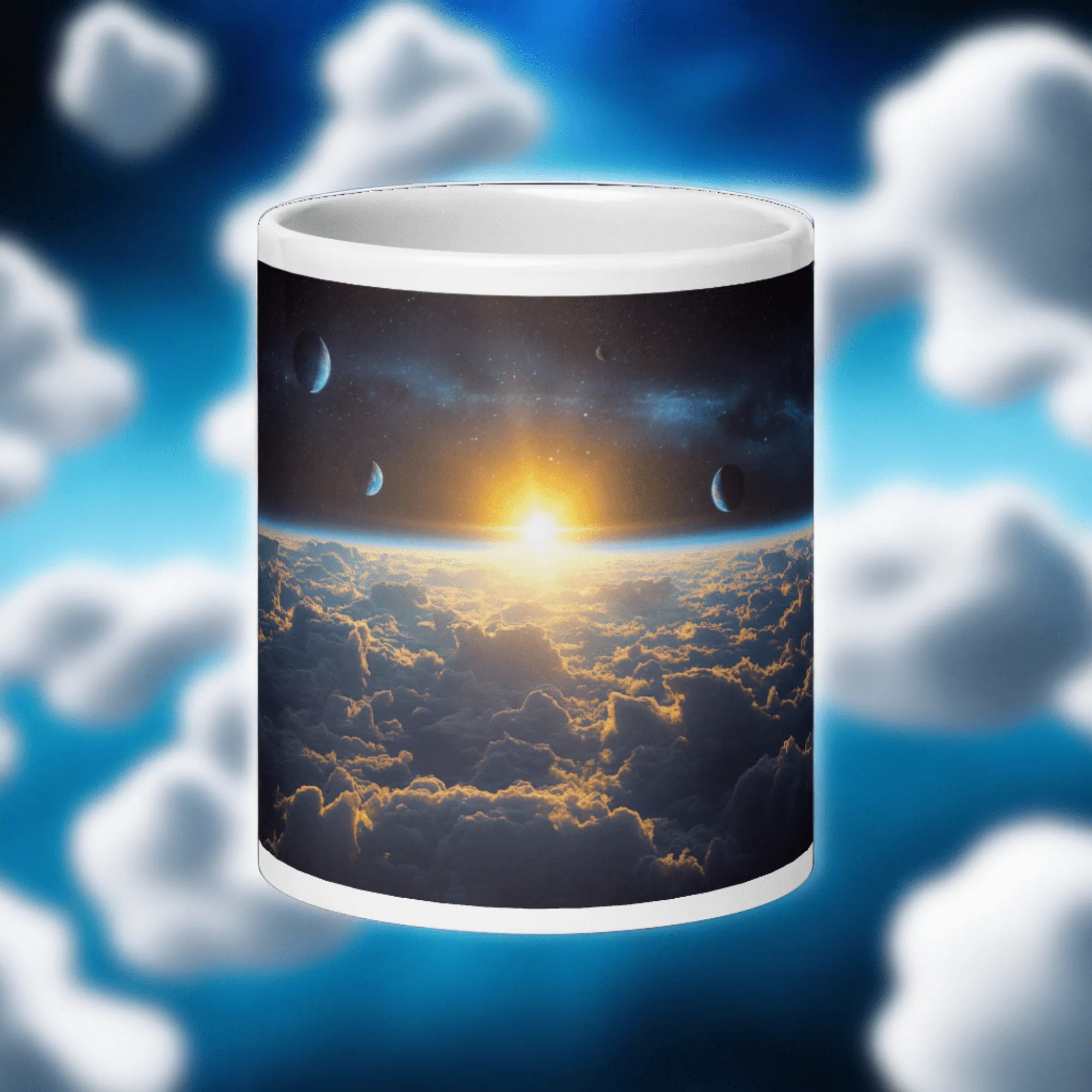 Cloud World Satellites White Glossy Mug