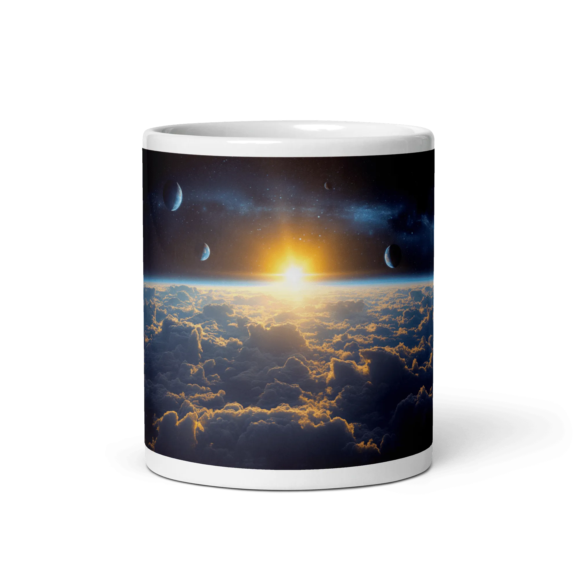 Cloud World Satellites White Glossy Mug