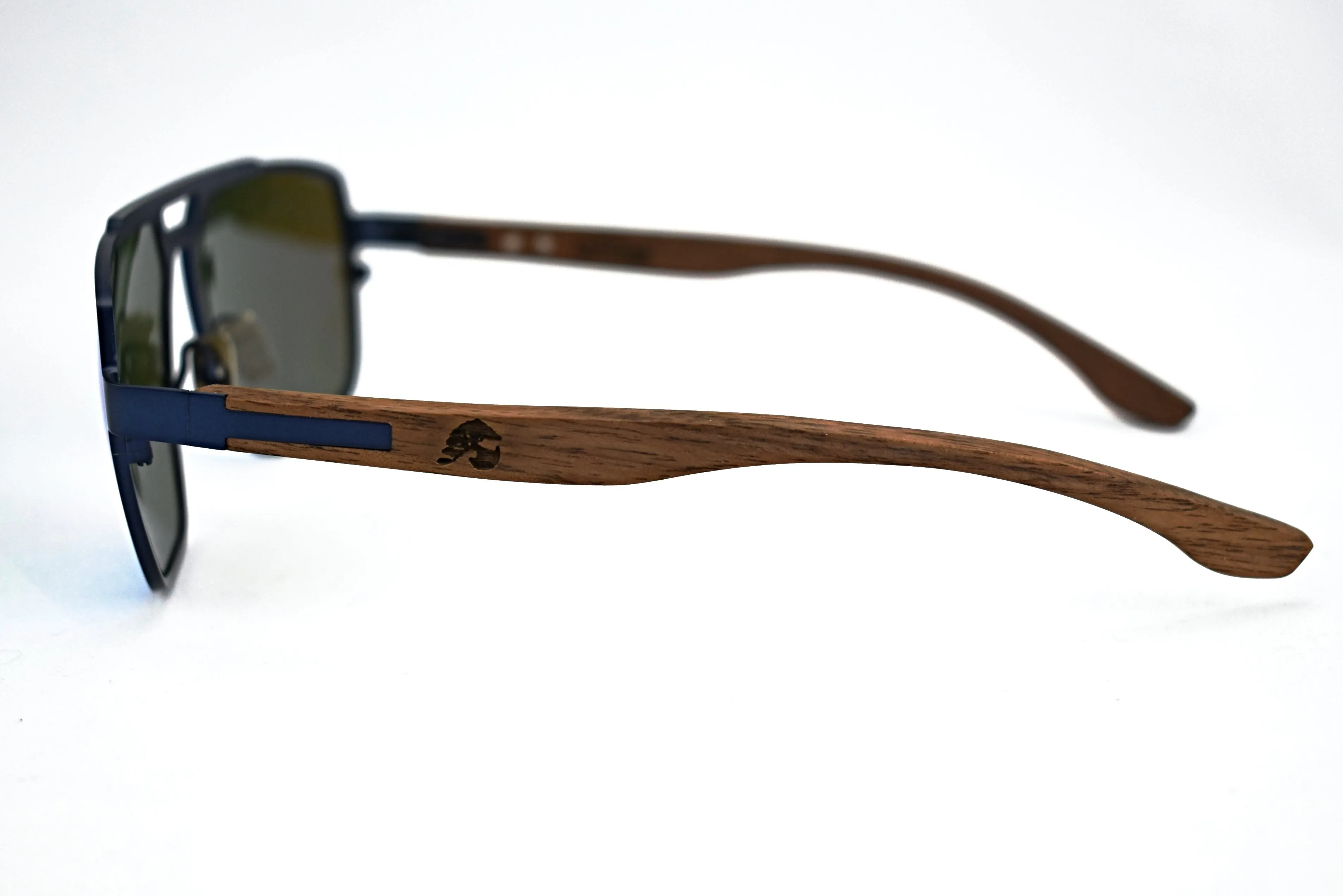 Cobalt Blue Titanium & Walnut Aviator Sunglasses - Corsair