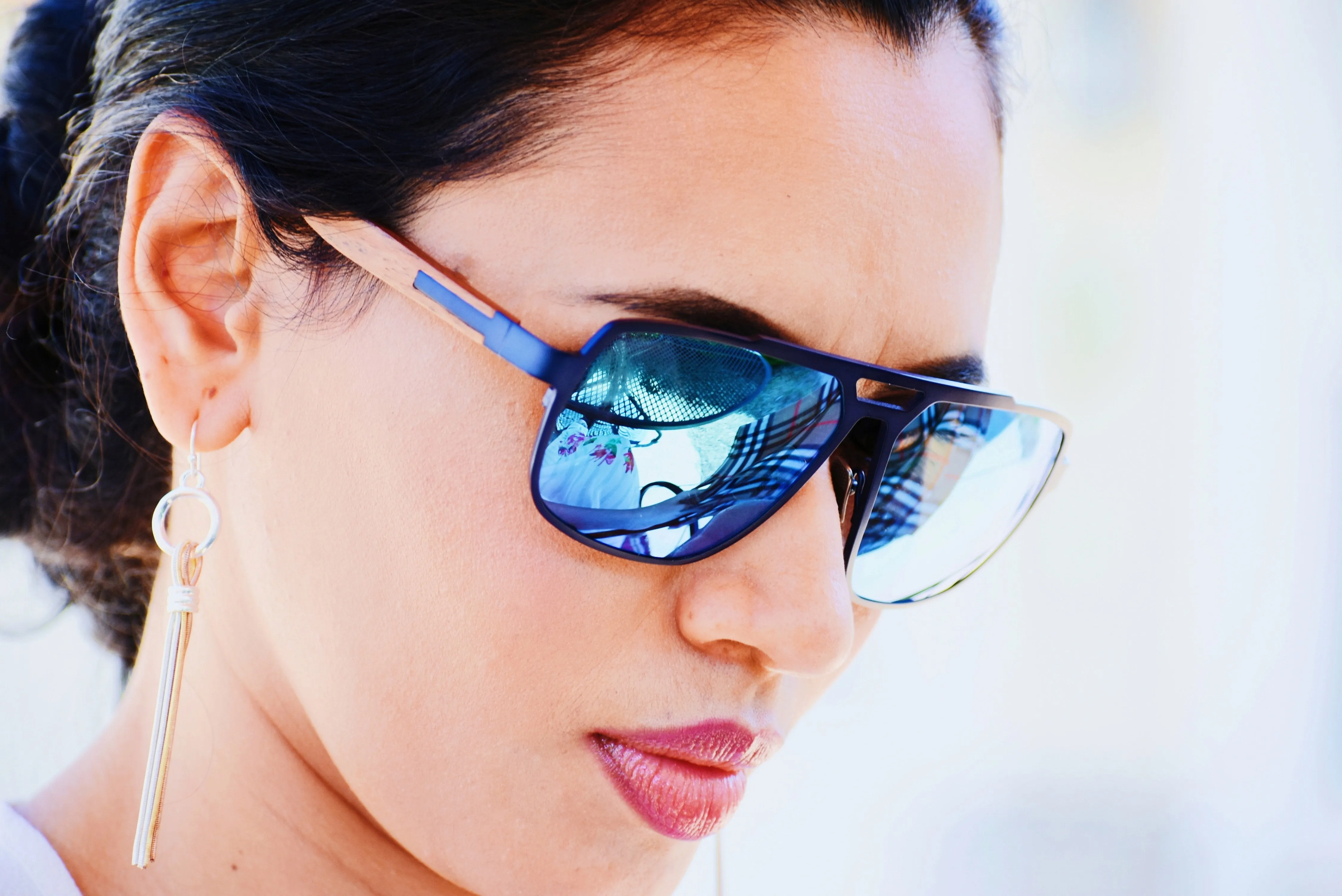 Cobalt Blue Titanium & Walnut Aviator Sunglasses - Corsair
