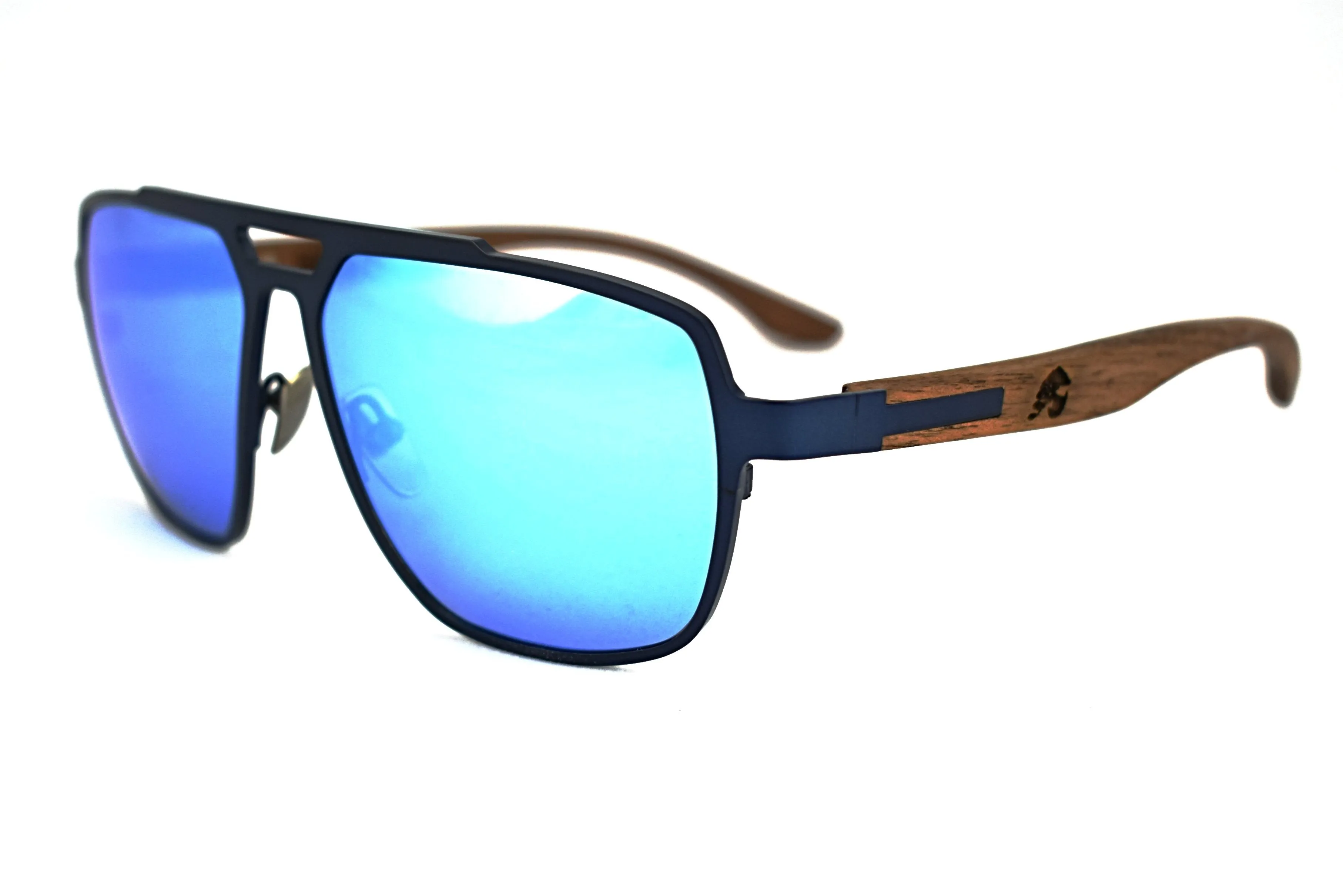Cobalt Blue Titanium & Walnut Aviator Sunglasses - Corsair