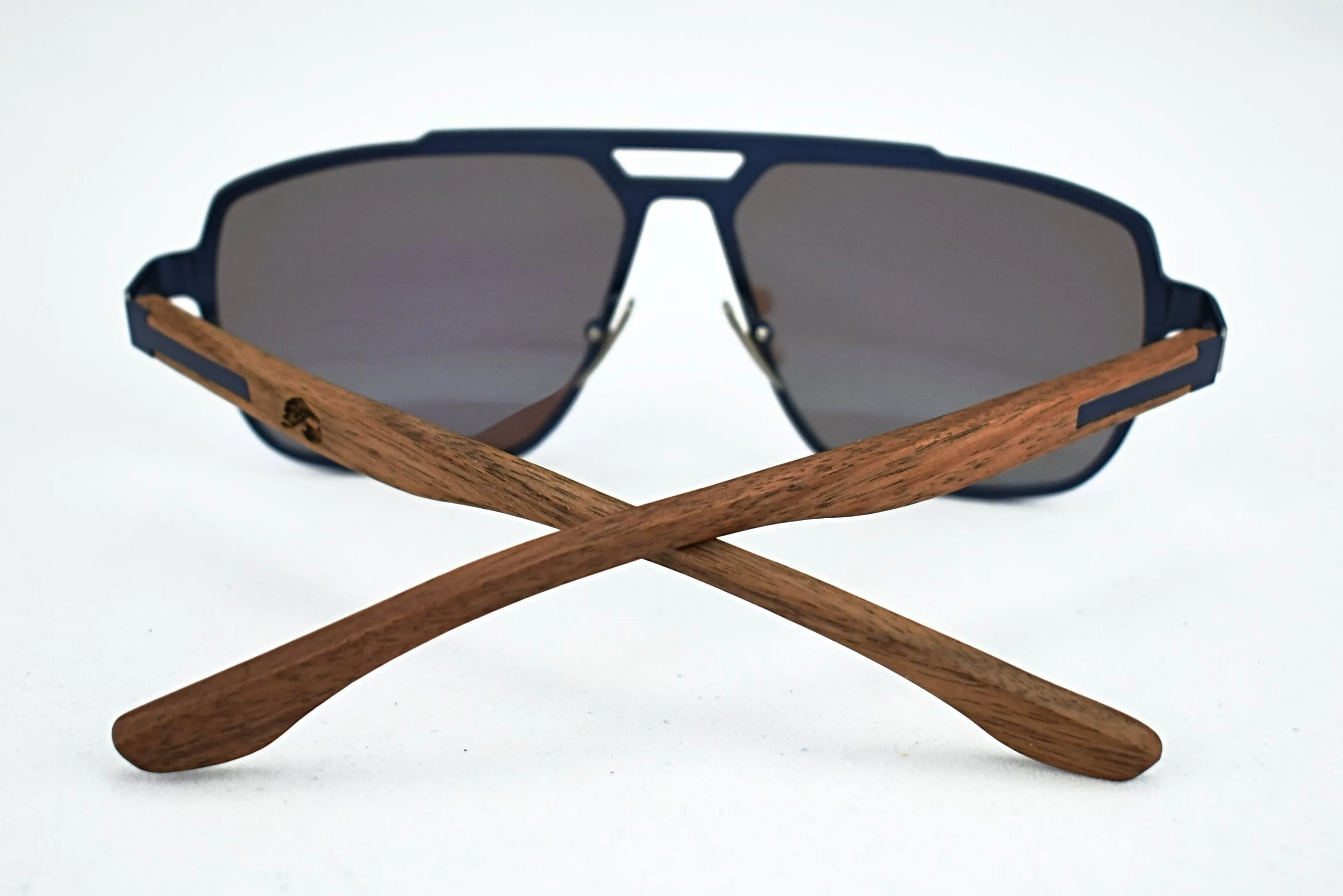 Cobalt Blue Titanium & Walnut Aviator Sunglasses - Corsair
