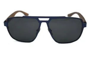 Cobalt Blue Titanium & Walnut Aviator Sunglasses - Corsair