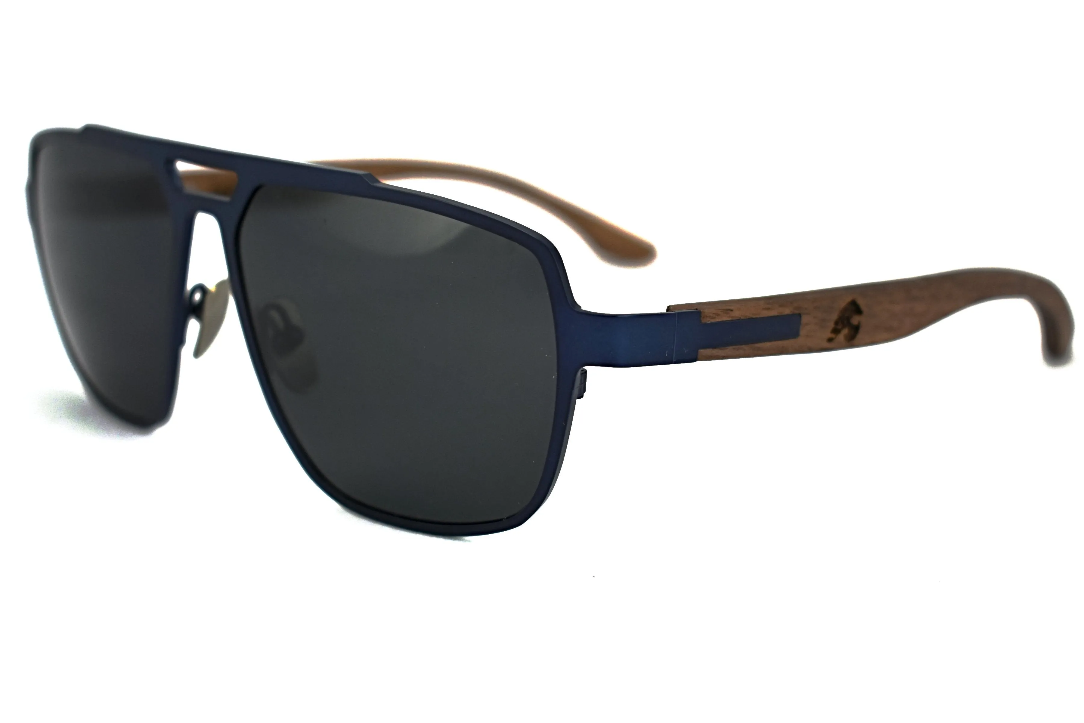 Cobalt Blue Titanium & Walnut Aviator Sunglasses - Corsair
