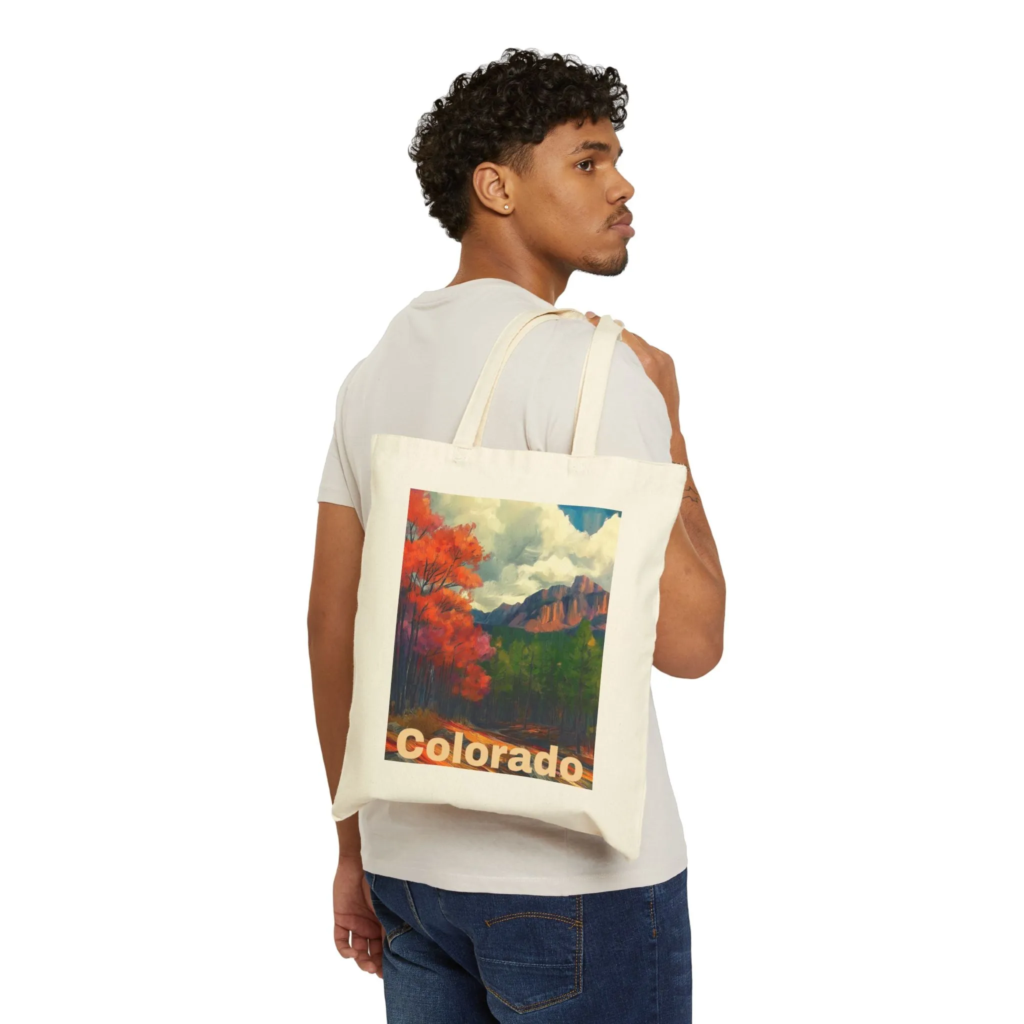 Colorado Landscape Cotton Canvas Tote Bag, Eco-Friendly Shopping Bag, Travel Tote, Gift for Nature Lovers, Sustainable Chic Bag