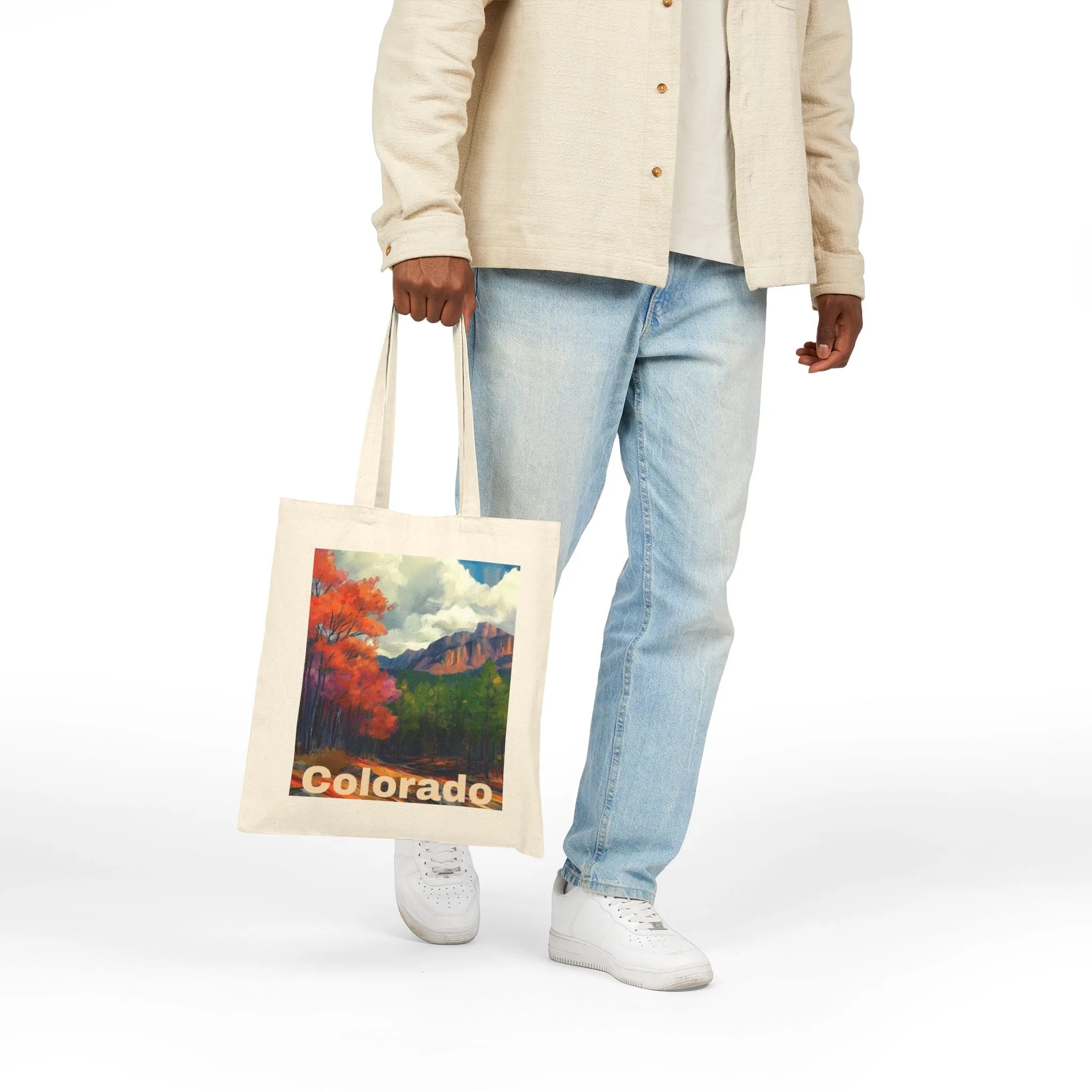 Colorado Landscape Cotton Canvas Tote Bag, Eco-Friendly Shopping Bag, Travel Tote, Gift for Nature Lovers, Sustainable Chic Bag