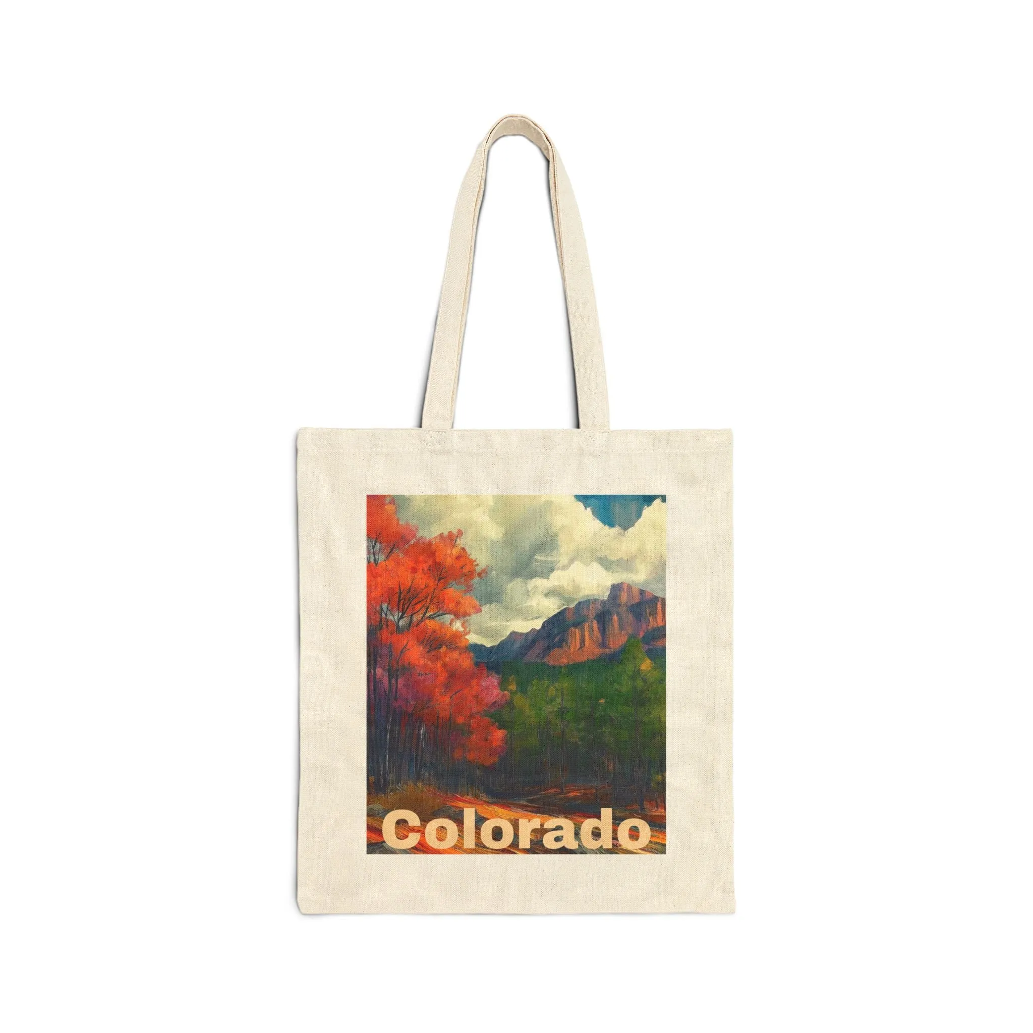 Colorado Landscape Cotton Canvas Tote Bag, Eco-Friendly Shopping Bag, Travel Tote, Gift for Nature Lovers, Sustainable Chic Bag