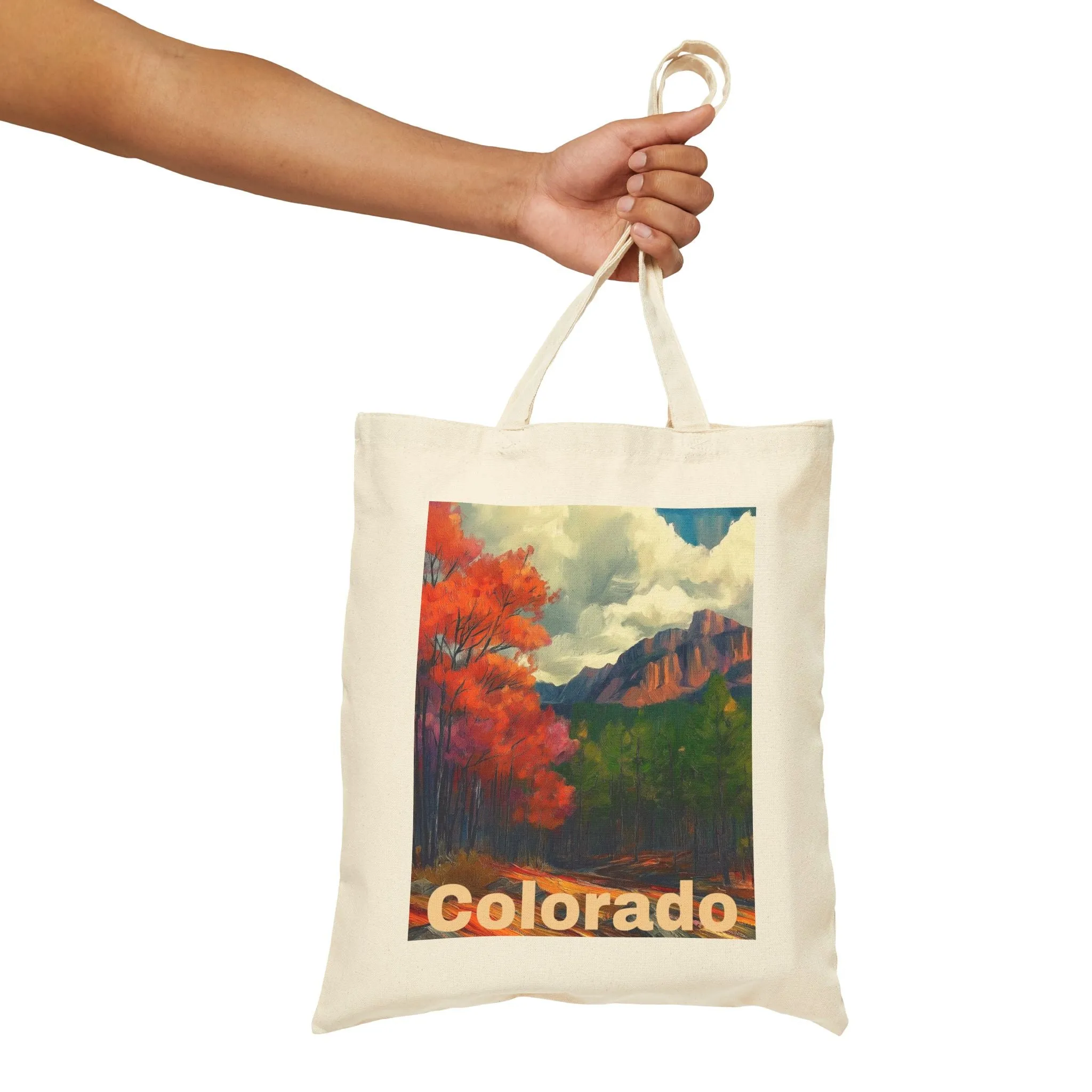 Colorado Landscape Cotton Canvas Tote Bag, Eco-Friendly Shopping Bag, Travel Tote, Gift for Nature Lovers, Sustainable Chic Bag