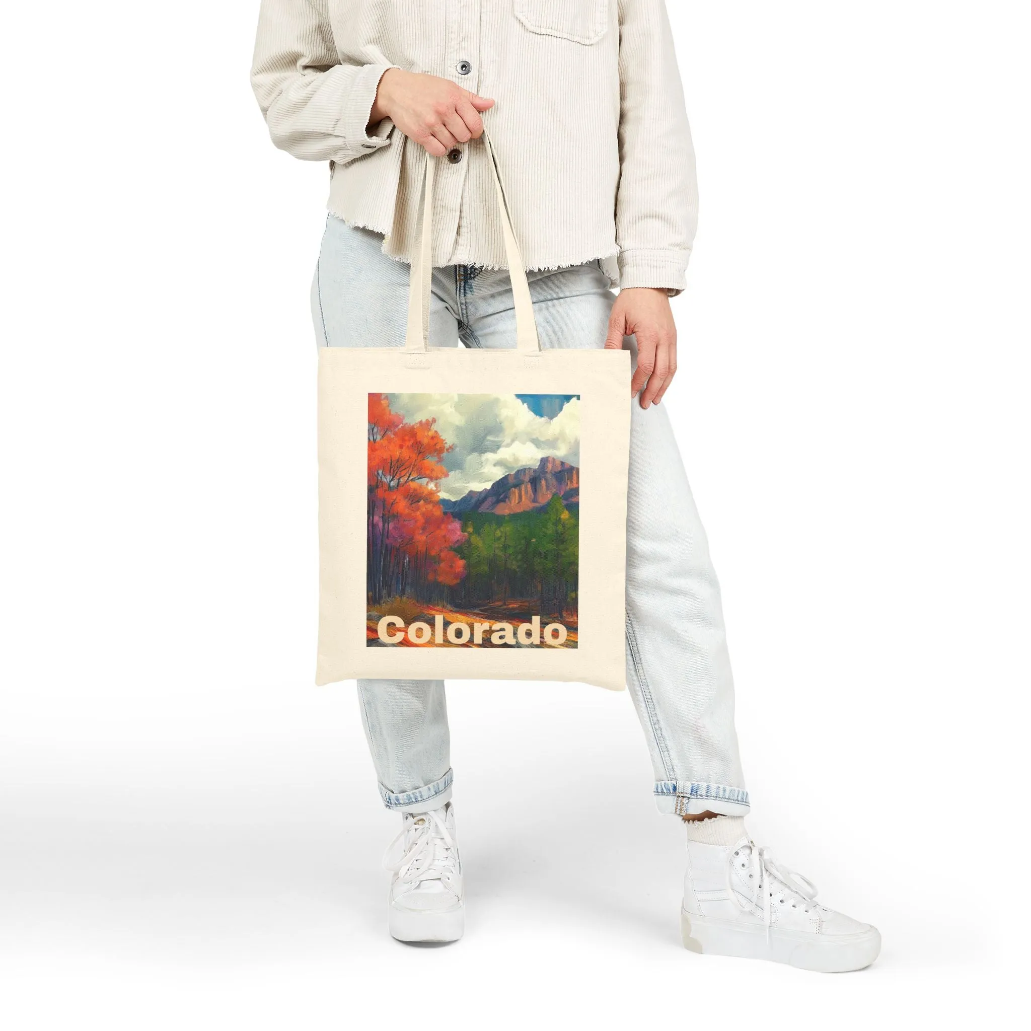 Colorado Landscape Cotton Canvas Tote Bag, Eco-Friendly Shopping Bag, Travel Tote, Gift for Nature Lovers, Sustainable Chic Bag