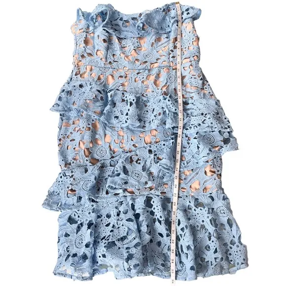 Cooper St Lace Parfait Ruffle Dress blue And Nude Size 12 NWT