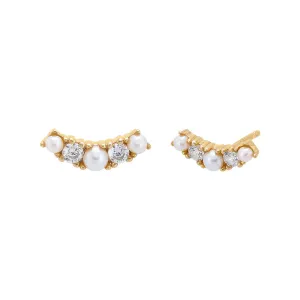 Curved CZ Stud Earring