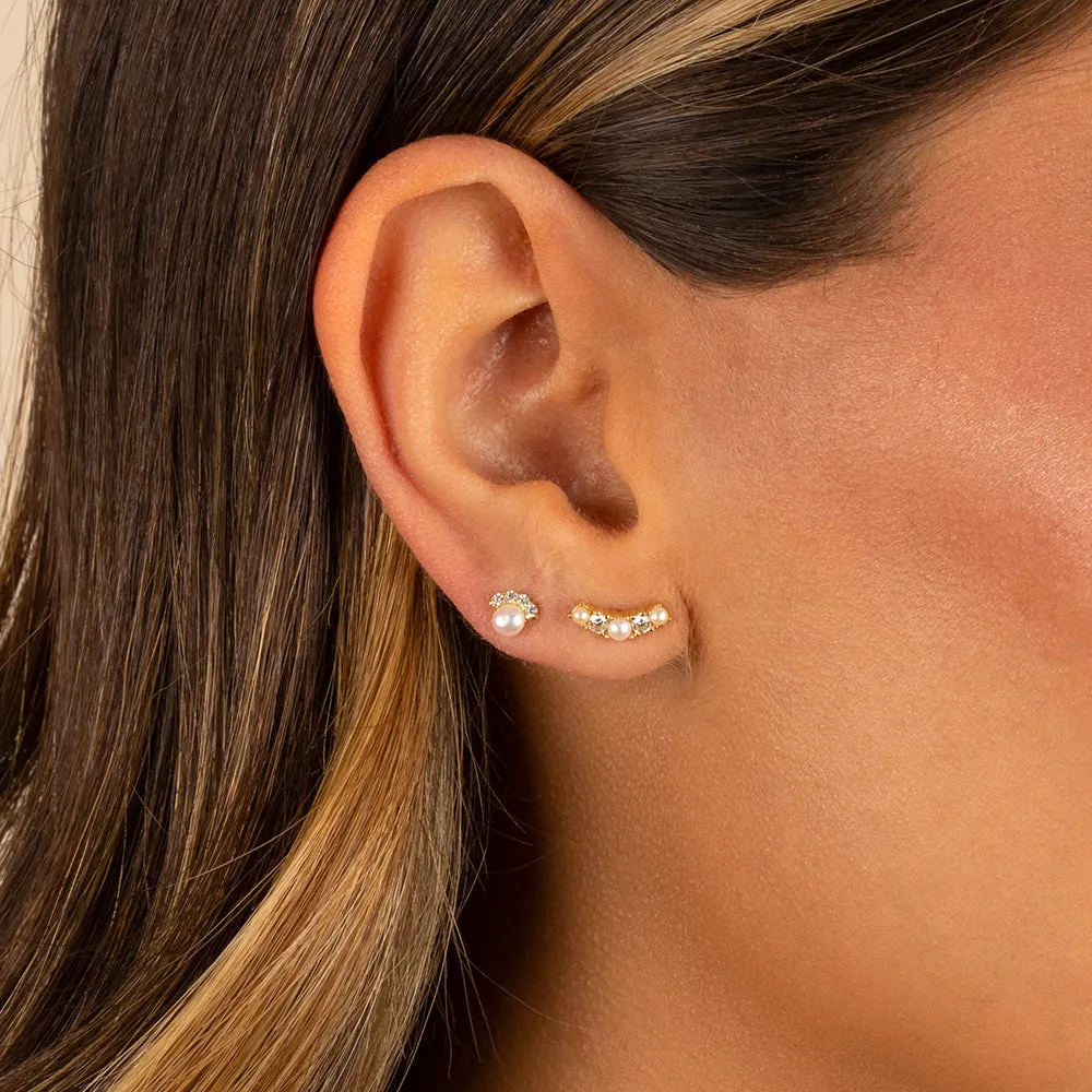 Curved CZ Stud Earring