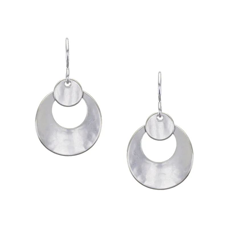 Curved Disc with Curved Ring Wire Earring