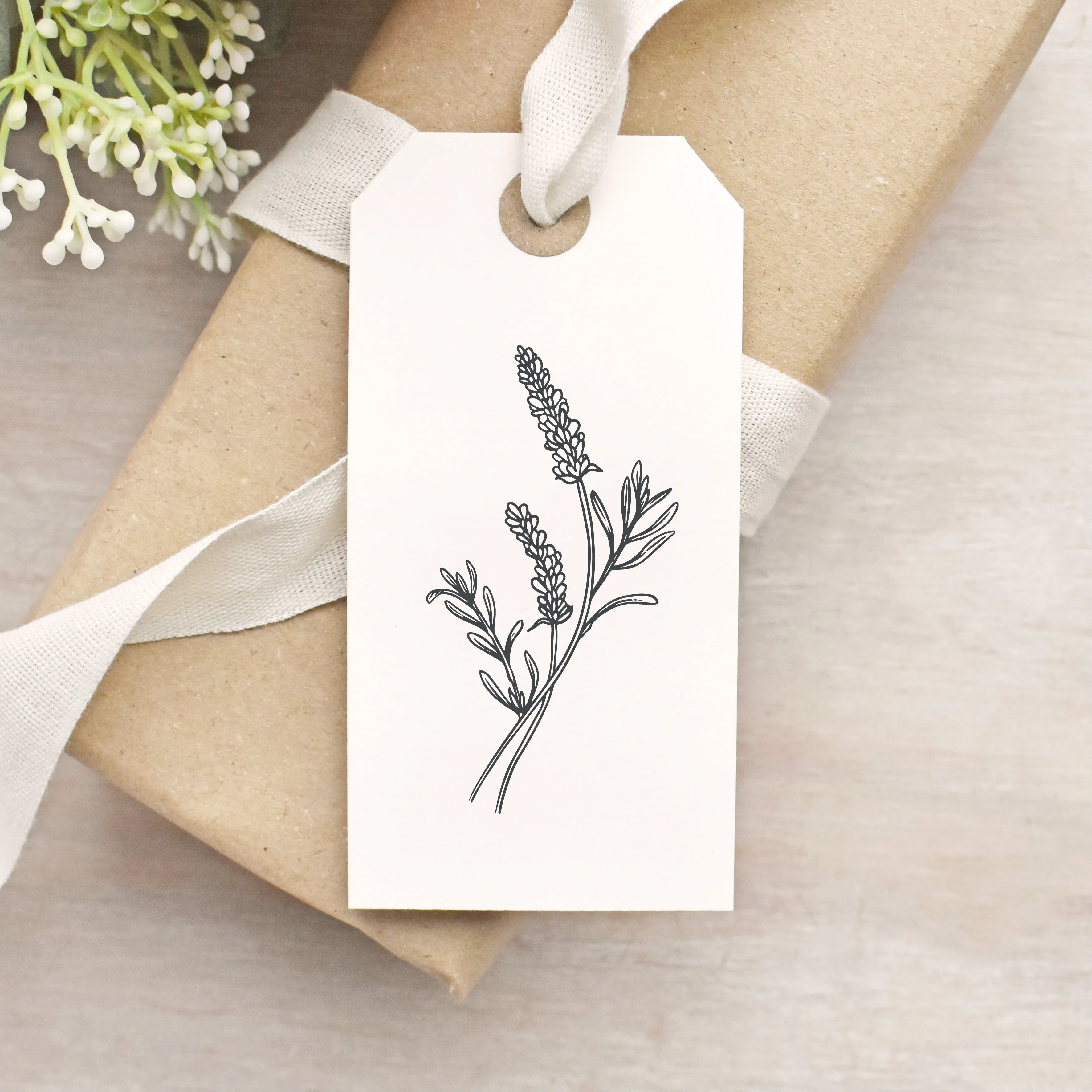 Curved Lavender Rubber Stamp