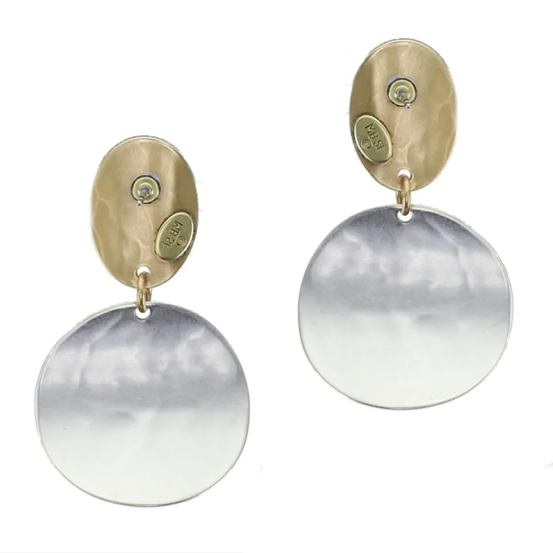 Curved Oval with Curved Disc Post Earring