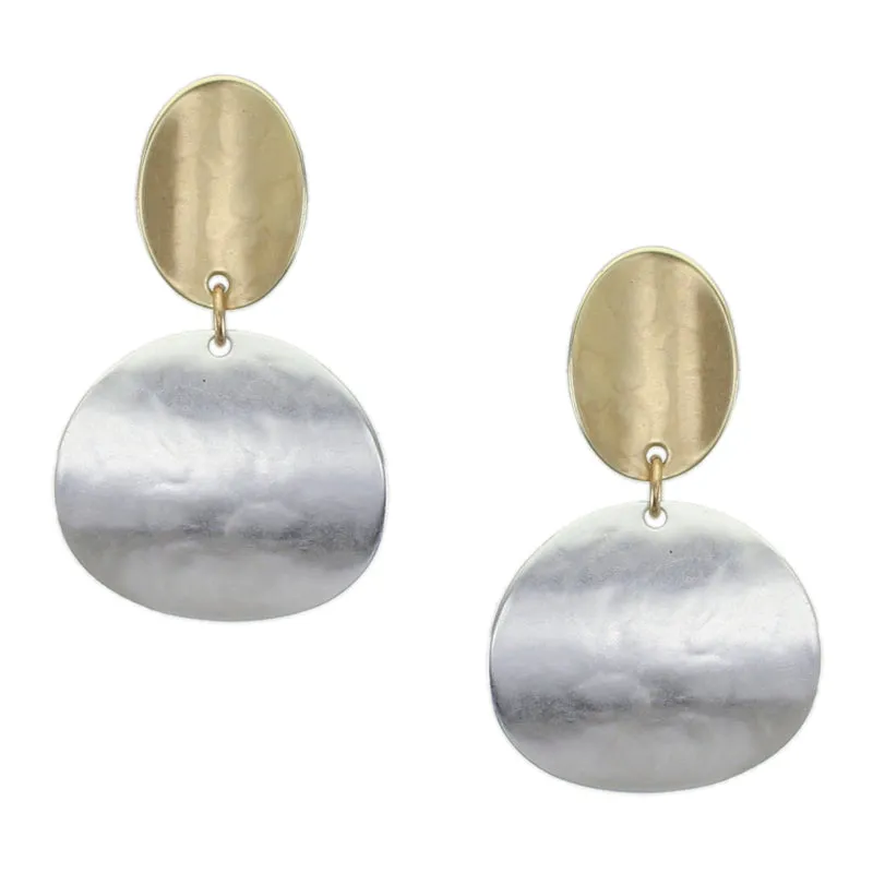 Curved Oval with Curved Disc Post Earring