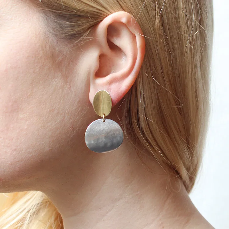 Curved Oval with Curved Disc Post Earring