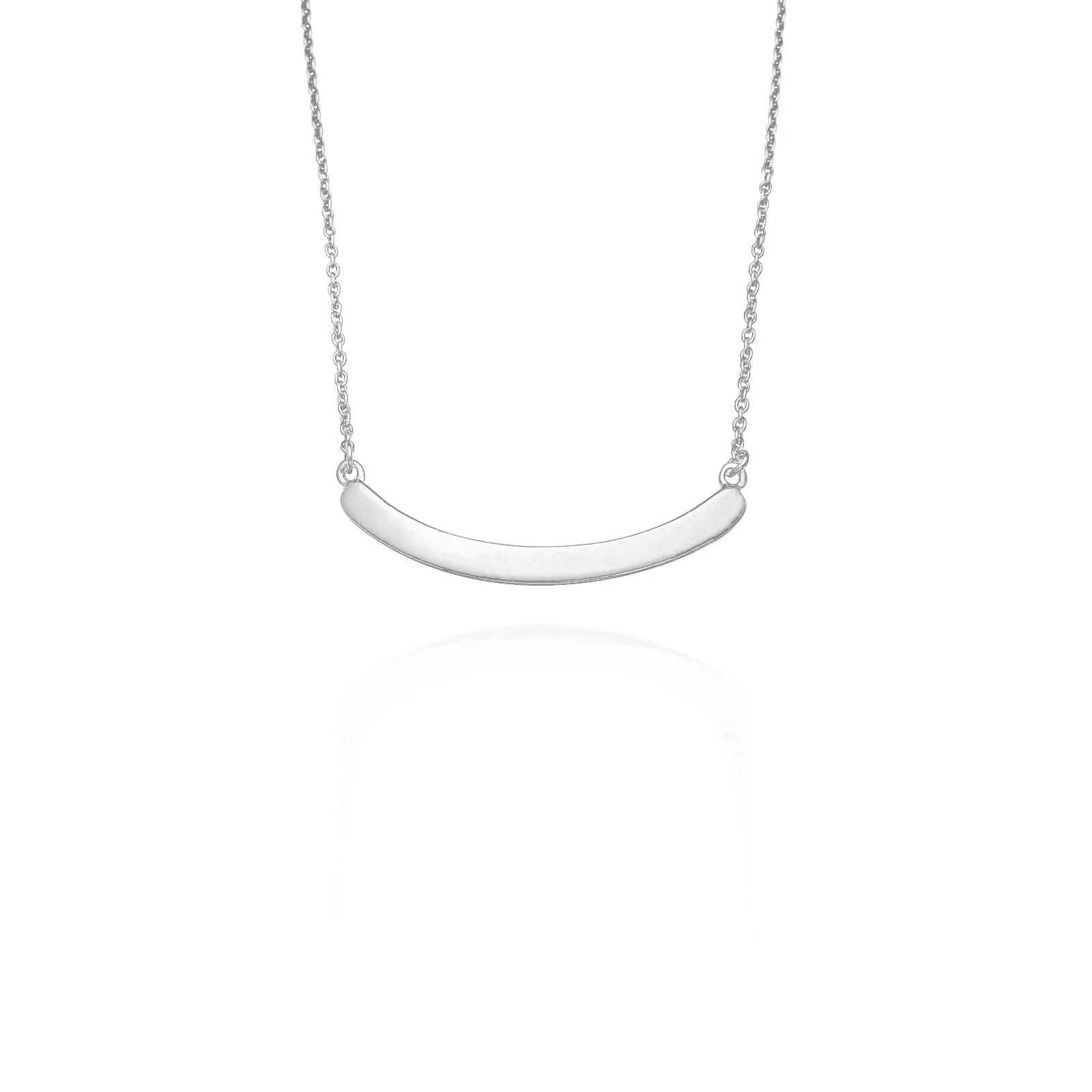 Curved Plain Bar Necklace (Silver)