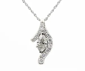 Curved Ribbon Marquise Diamond Pendant