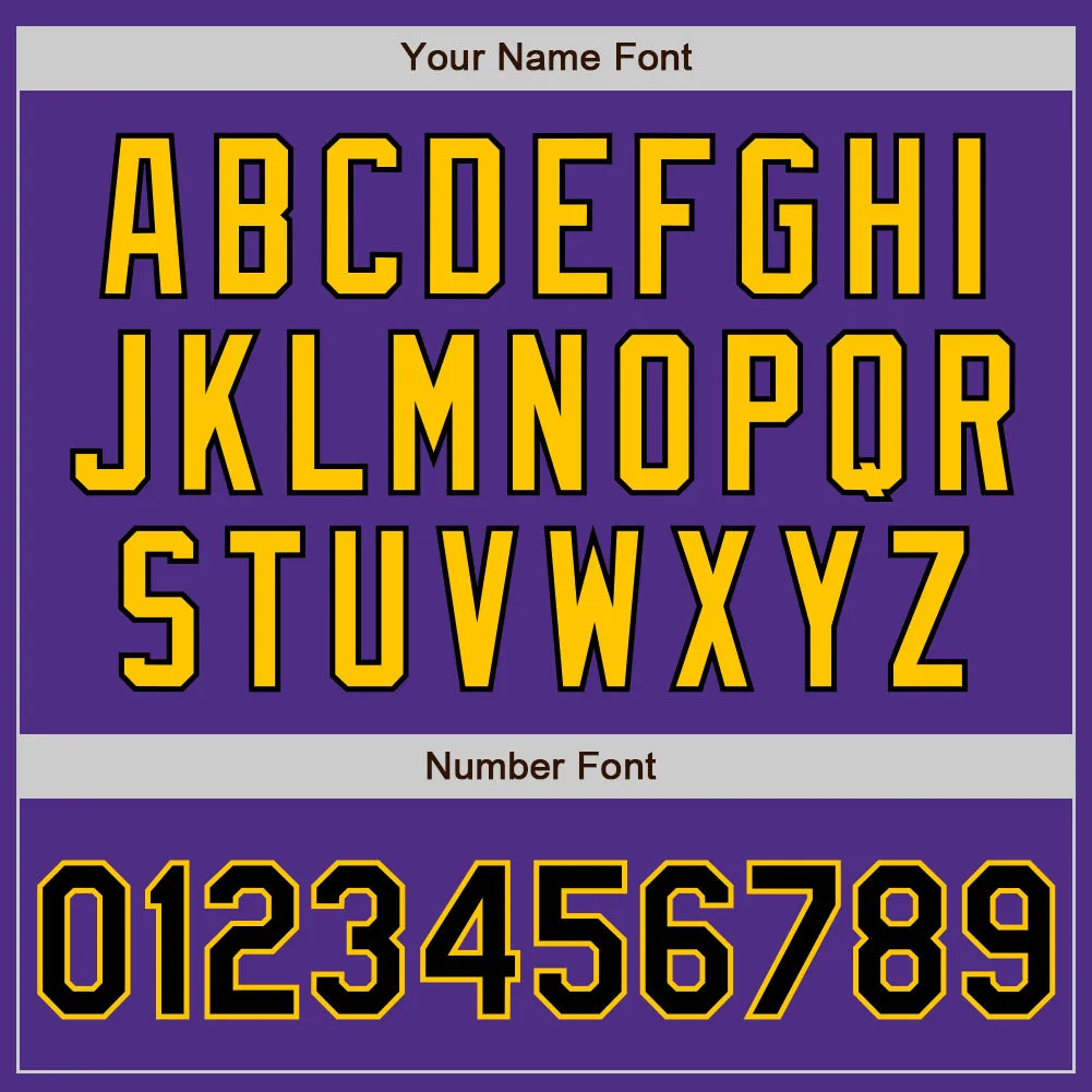 Custom Purple Black-Yellow Two-Button Unisex Softball Jersey