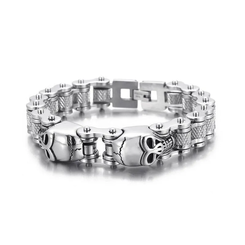 Cycolinks Titanium Steel Skull Bike Chain Bracelet