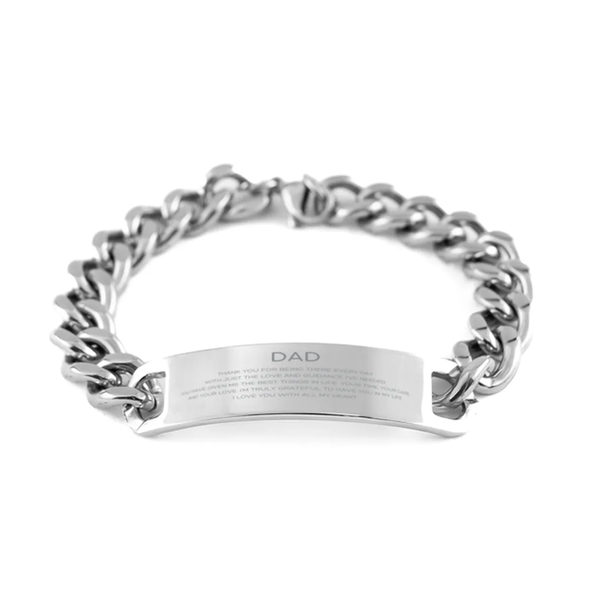 Dad Gifts, Thank you for being there every day, Thank You Gifts For Dad, Birthday Christmas Cuban Chain Stainless Steel Bracelet For Dad