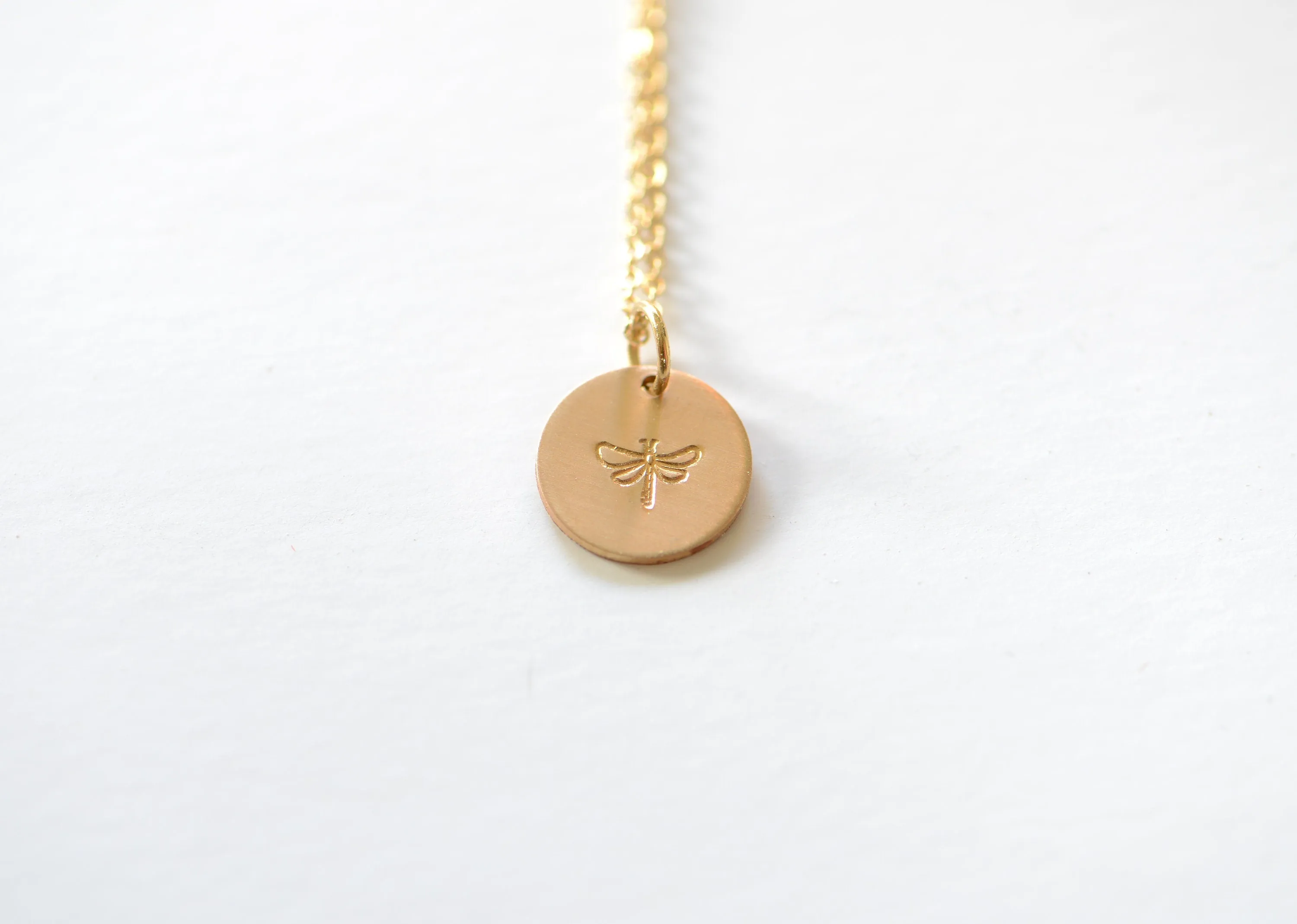 Dainty dragonfly charm in 14k gold filled