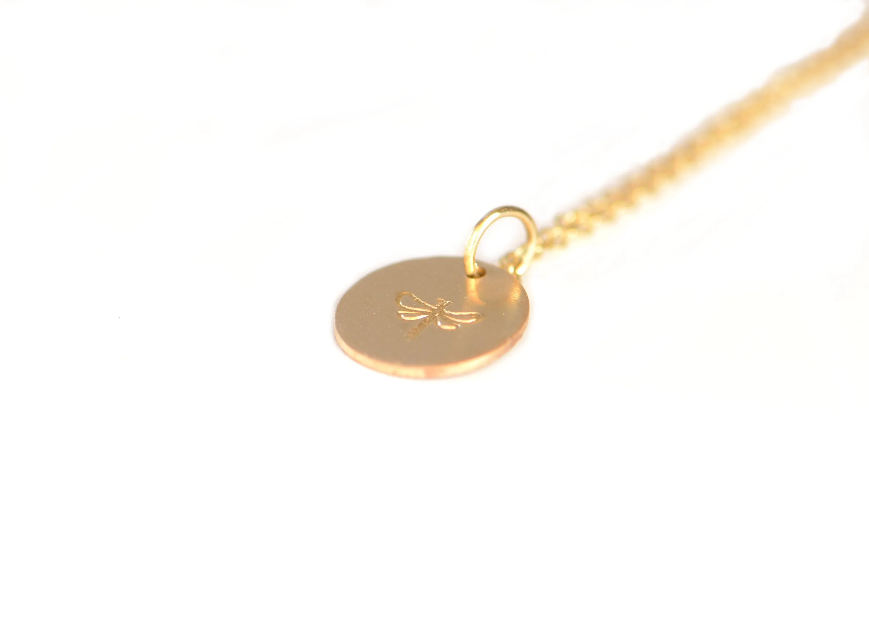 Dainty dragonfly charm in 14k gold filled