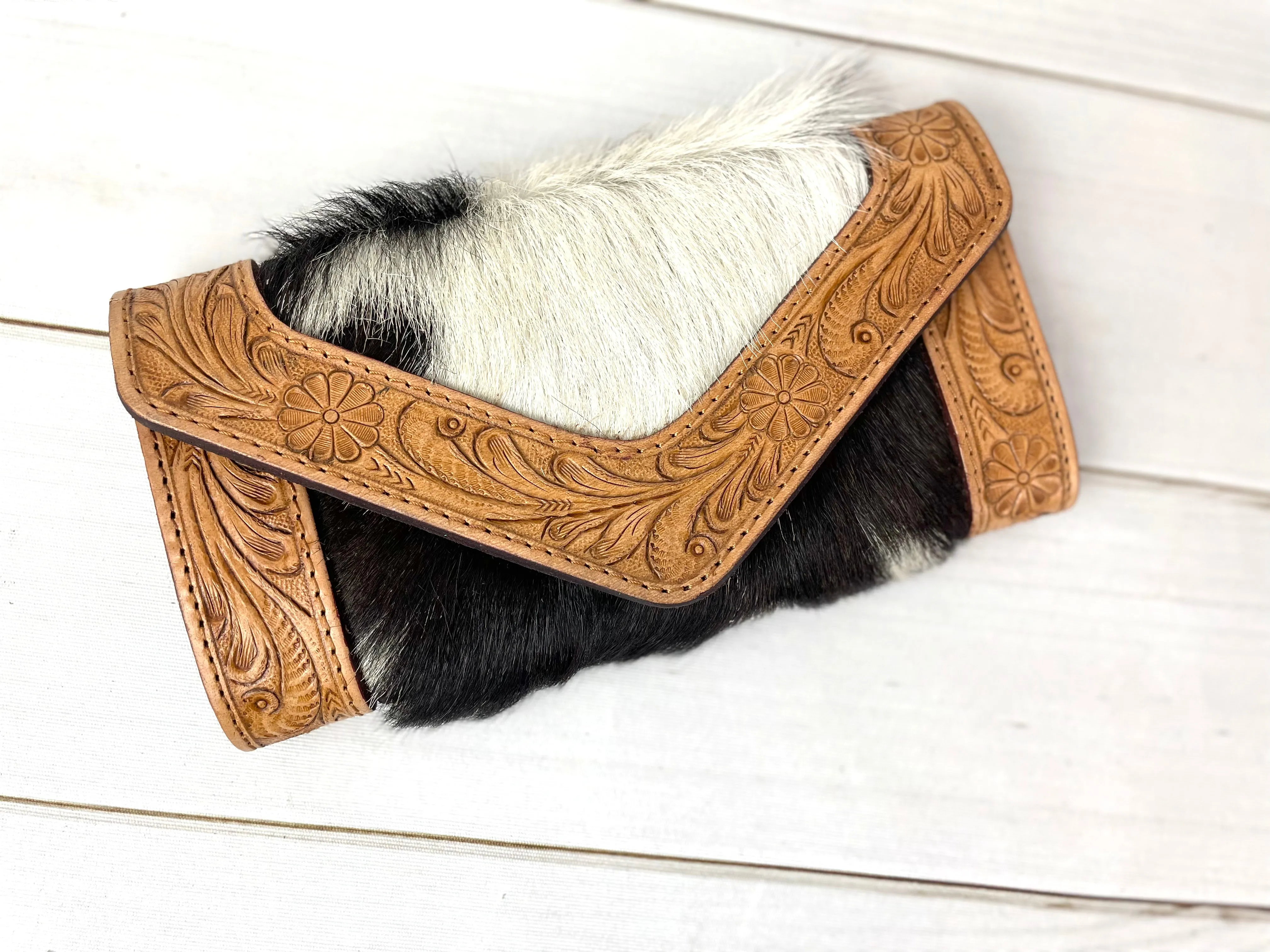 Daisy Tooled Cowhide Wallet