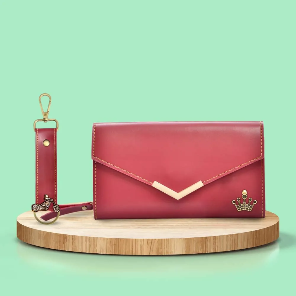 Default Charm Lady Wallet and Keychain - Wine