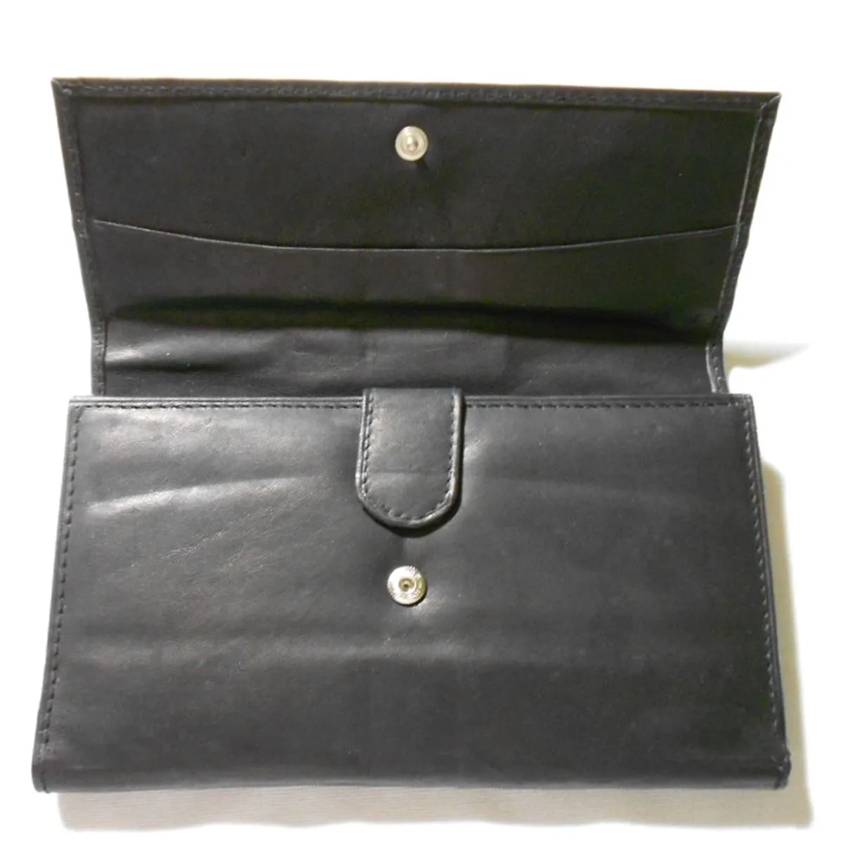 Designer inspired Genuin Leather Black trifold Credit Cards bills Pockets woman