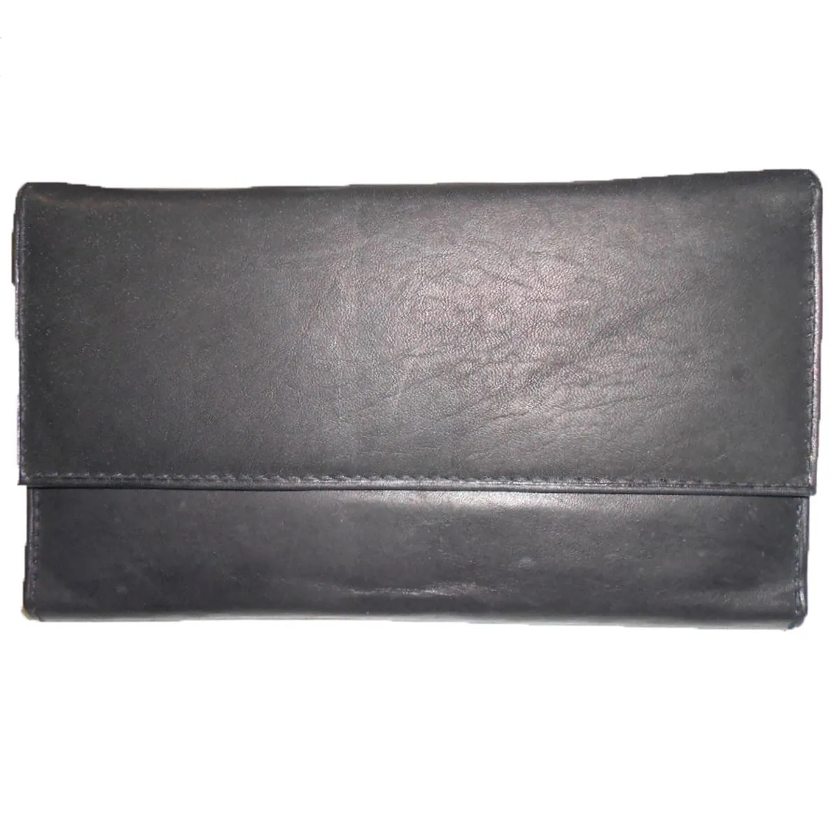 Designer inspired Genuin Leather Black trifold Credit Cards bills Pockets woman