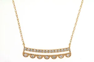 Double Diamond Curved Bar Necklace