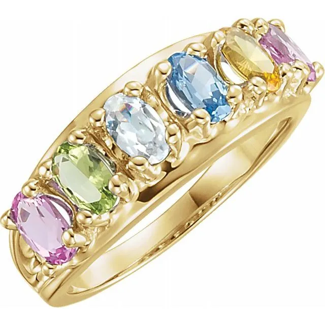 Double Split Shank Oval Mother's Family Birthstone Ring