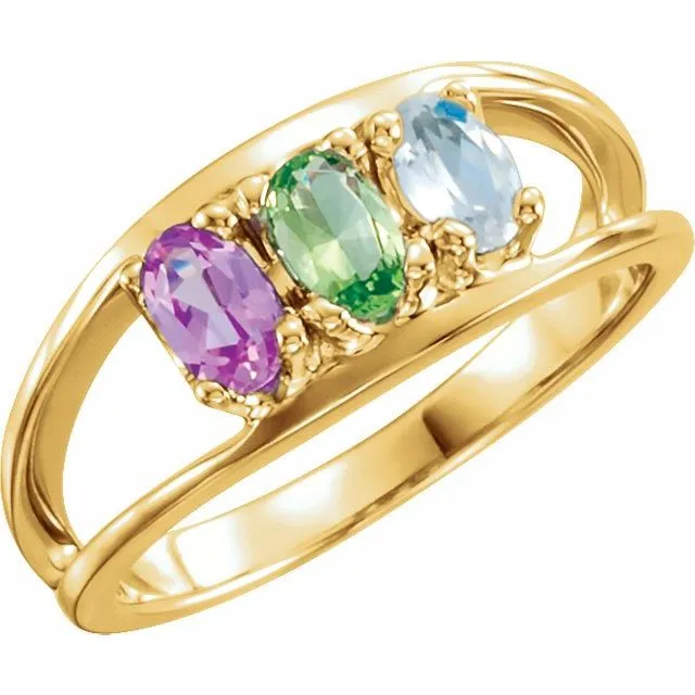 Double Split Shank Oval Mother's Family Birthstone Ring